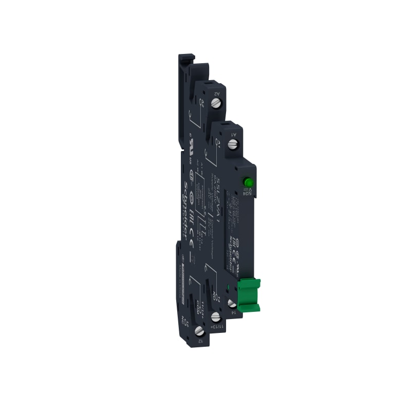 Schneider Electric Harmony, Solid state relay pre assembled, 2 A, zero voltage switching, screw sockets, input 4…12 V DC, output 24...250 V AC SSL1A12JDPV
