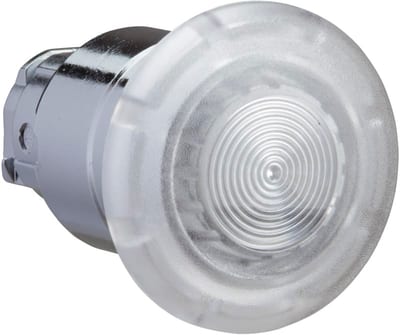 Illuminated mushroom pushbutton impulse white