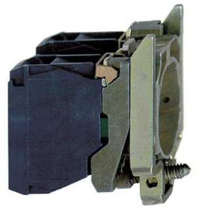 Schneider Electric Complete body/contact assembly, Harmony XB4, Single contact block with body/fixing collar, metal, screw clamp terminal, 2 NO ZB4BZ107