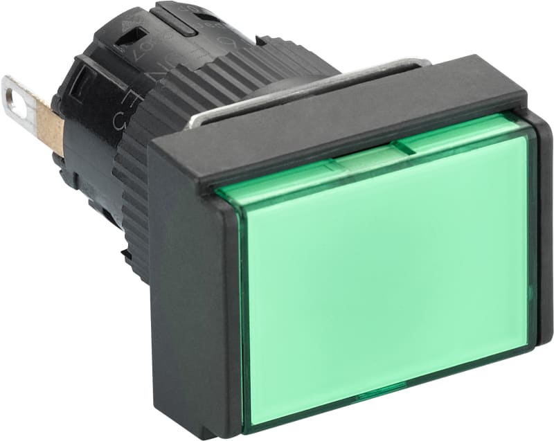 Schneider Electric Monolithic pilot light, Harmony XB6E, rectangular 16mm IP65 green, integral LED 24VDCPOLARISED connector XB6EDV3BP