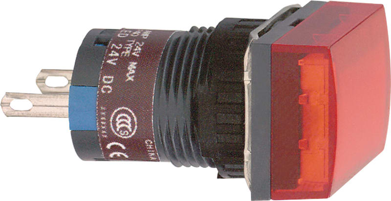 Schneider Electric Monolithic pilot light, Harmony XB6E, rectangular 16mm IP65 red, integral LED 24VDCPOLARISED connector XB6EDV4BP