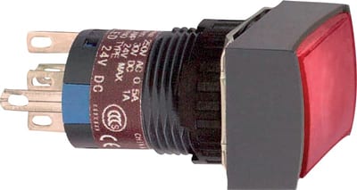 Schneider Electric Illuminated monolithic push button, Harmony XB6E, rectangle red flush, 16mm, spring return, 24V DC, 1CO XB6EDW4B1P