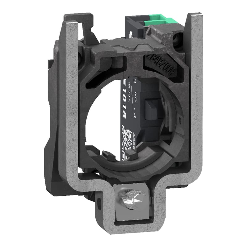 Schneider Electric Complete body contact assembly, Harmony XB4, single contact, with fixing collar, metal, 1 NO, compact push in terminals ZB4BZ1015