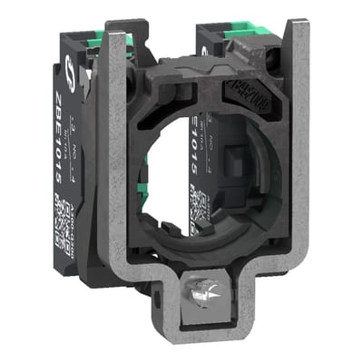 Schneider Electric Complete body contact assembly, Harmony XB4, single contact, with fixing collar, metal, 2 NO, compact push in terminals ZB4BZ1035