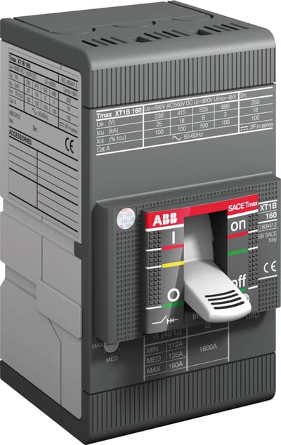 ABB SACE Tmax XT1B 160 Moulded-Case Circuit Breaker — TMD 100-1000, In=100 A, 3-Pole