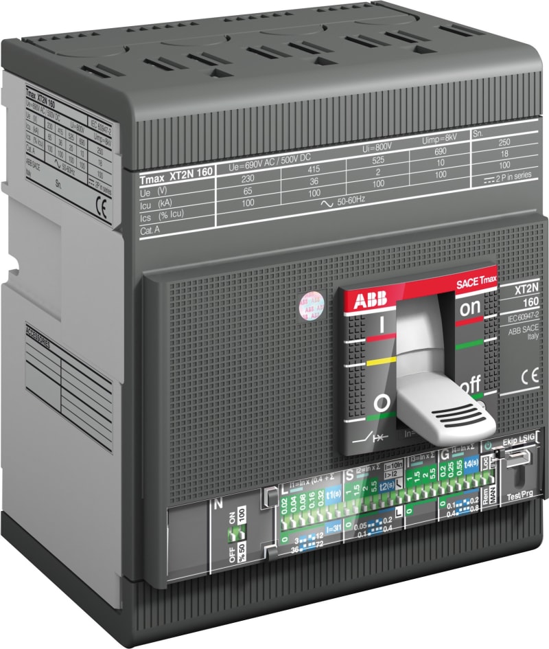 ABB SACE Tmax XT2N 160 Moulded-Case Circuit Breaker — TMD R2,5, In=2.5 A, 4-Pole