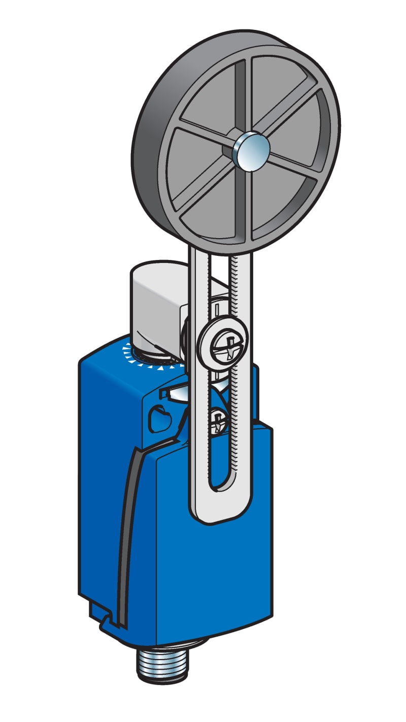 Telemecanique XCKD2149M12 Limit Switch, Adjustable-Length Roller Lever, Metal Body, M12 connector