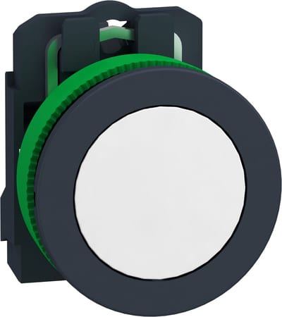 Schneider Electric Push button flush mounted, Harmony XB5, plastic, white, 30mm, spring return, unmarked, 1NO XB5FA11