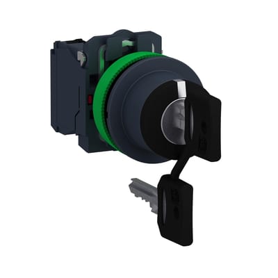 Schneider Electric Key switch selector flush mounted, Harmony XB5, plastic, black, 30mm, key 455, 3 positions, stay put, 2 NO XB5FG33