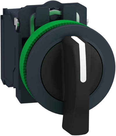 Schneider Electric Selector switch flush mounted, Harmony XB5, plastic, black, 30mm, long handle, 3 positions, stay put, 2 NO XB5FJ33