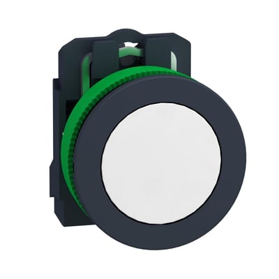 Schneider Electric Pilot light, Harmony XB5, grey plastic, white flush mounted, 30mm, universal LED, plain lens, 24V AC DC XB5FVB1