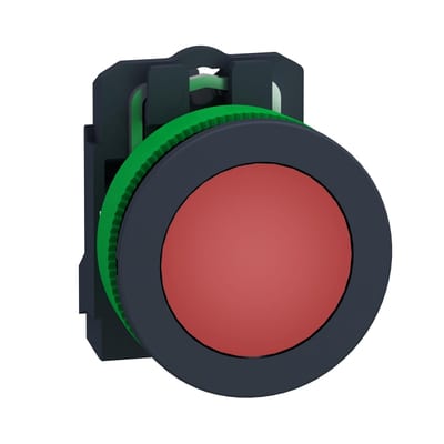 Schneider Electric Pilot light, Harmony XB5, grey plastic, red flush mounted, 30mm, universal LED, plain lens, 230...240V AC XB5FVM4
