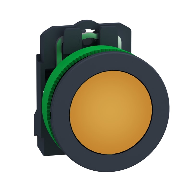 Schneider Electric Pilot light, Harmony XB5, grey plastic, orange flush mounted, 30mm, universal LED, 230...240V AC XB5FVM5