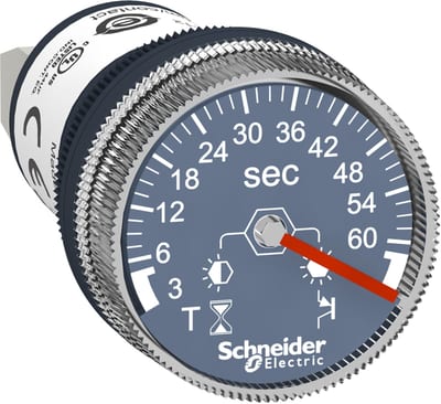 Schneider Electric Panel mounted timer monofunction, Harmony XB5, plastic, 22mm, time delay 3...60S, 24V DC XB5DTB23