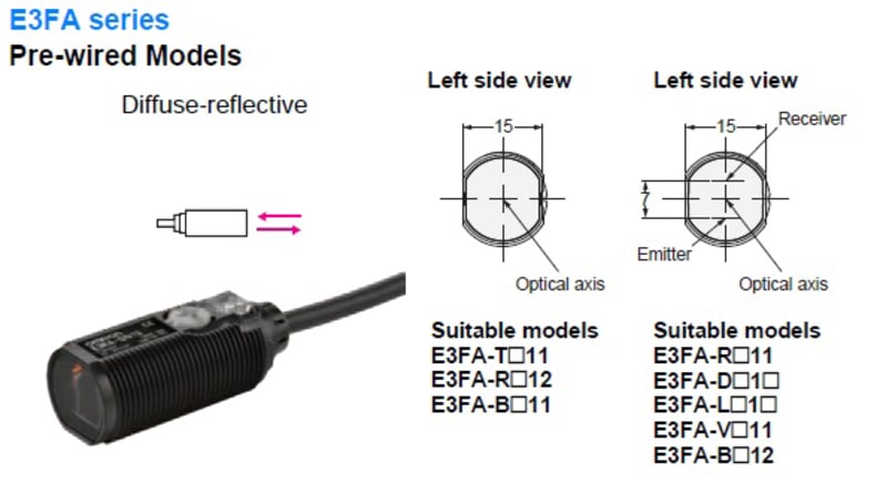 M18,PLASTIC,DIR10CM,PNP,2M Cable (E3FADP11)