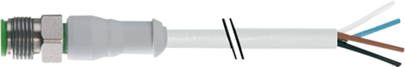 M12 male 0° A-cod. with cable F&B PVC 4X0.34 gy UL/CSA 10M (7014-12021-2141000)