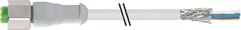 M12 male 0° A-cod. with cable shielded F&B PVC 4X0.34 shielded gy UL/CSA 10M (7014-13081-2011000)
