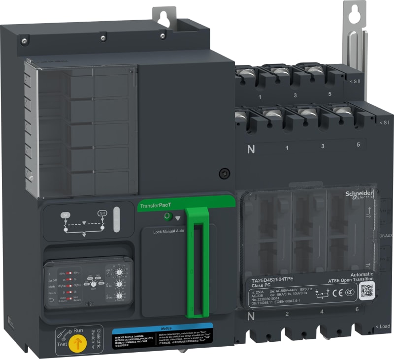 Schneider Electric TransferPacT Automatic, 200A, 400V, 4P, Rotary, frame 250A TA25D4S2004TPE