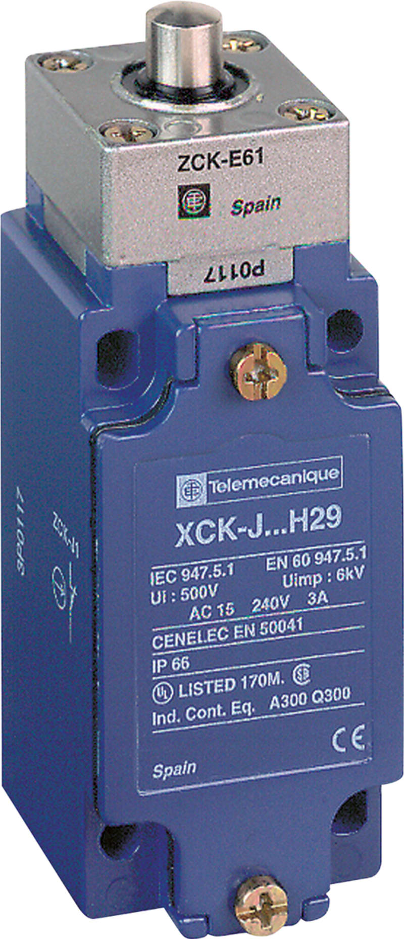 Telemecanique XCKJ161H7 Limit Switch, Metal Plunger, 1/2" NPT entry