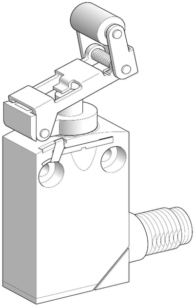 Telemecanique XCMD2124M12 Limit Switch, Spring-Return Lever Plunger, Metal Body, M12 connector