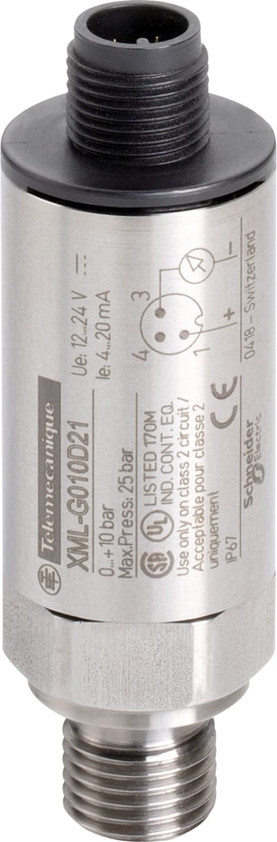 Telemecanique XMLG010D71 Pressure Transmitter, 0–10 bar, 0–10 V