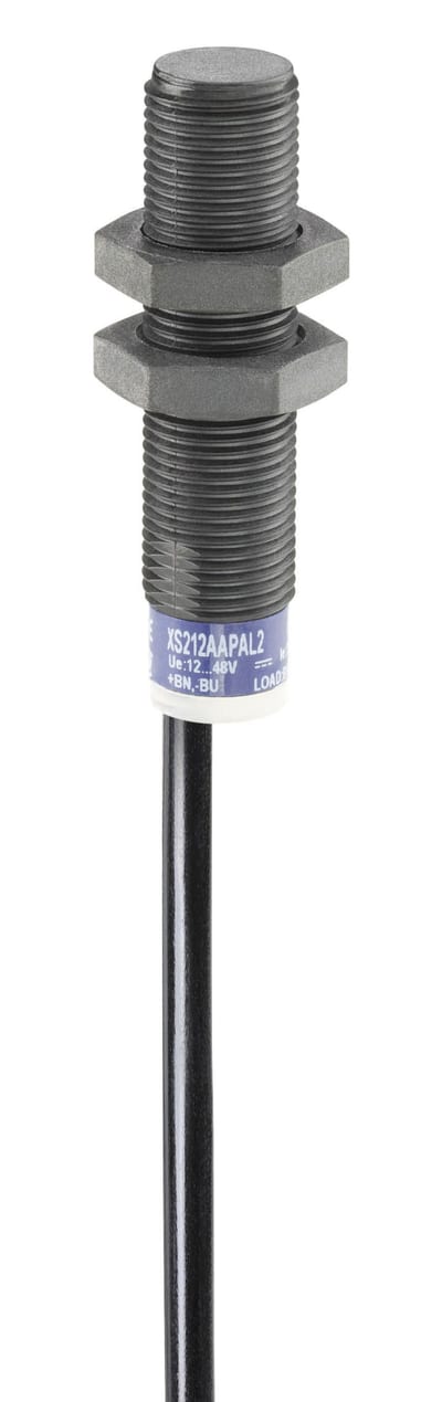 Telemecanique OsiSense XS512B1MAU20 Inductive Proximity Sensor — M12 barrel, Sn 2 mm, 2-Wire AC/DC, NO, pre-wired cable (2 m)