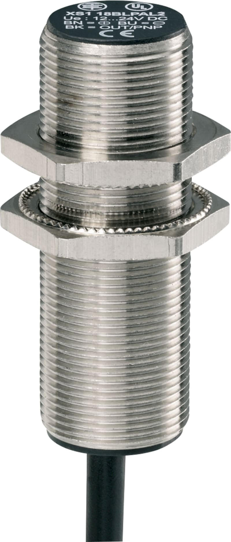 Telemecanique OsiSense XS518B1MBL2 Inductive Proximity Sensor — M18 barrel, Sn 5 mm, 2-Wire AC/DC, NC, pre-wired cable (2 m)