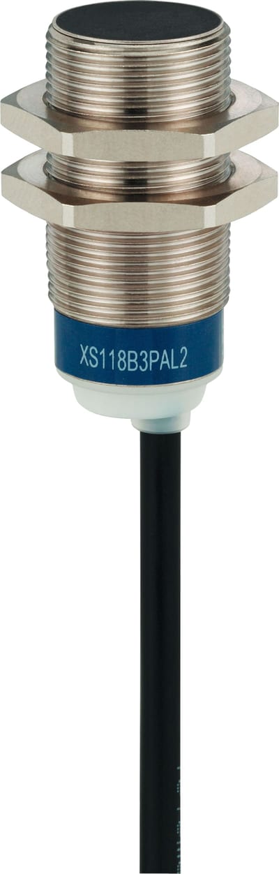 Telemecanique OsiSense XS618B1DAL2 Inductive Proximity Sensor — M18 barrel, Sn 8 mm, 2-Wire DC, NO, pre-wired cable (2 m)