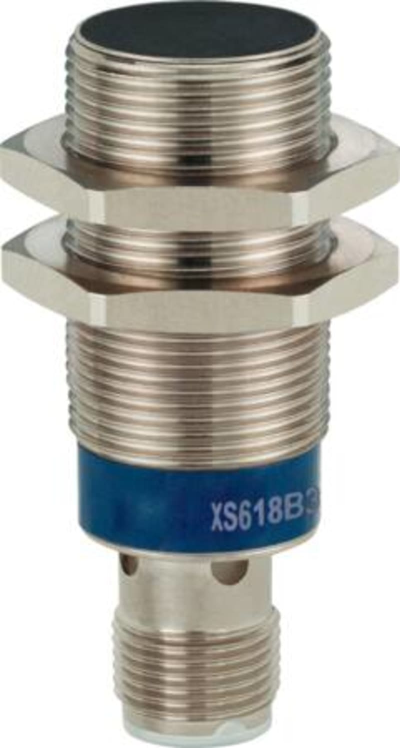 Telemecanique OsiSense XS618B3DAM12 Inductive Proximity Sensor — M18 barrel, Sn 8 mm, 2-Wire DC, NO, M12 connector (4-Pin)