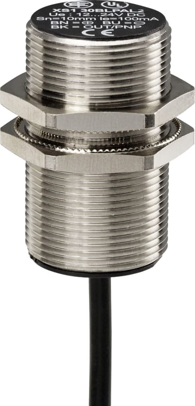 Telemecanique XS130B3PAL2 Inductive Proximity Sensor Ø30 mm, Threaded, PNP NO, 2 m cable