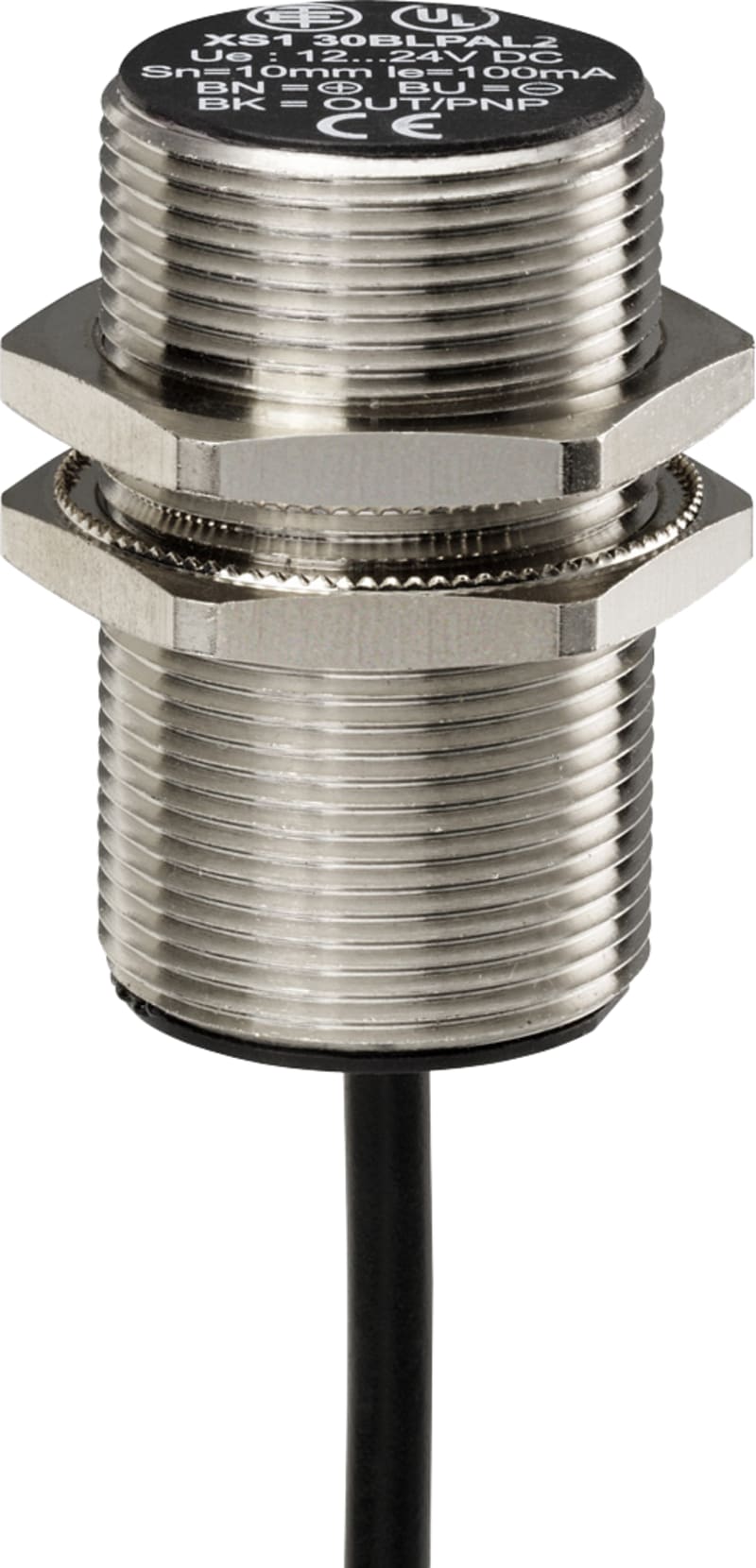 Telemecanique XS130B3PBL2 Inductive Proximity Sensor Ø30 mm, Threaded, PNP NC, 2 m cable