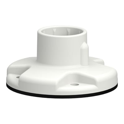 Mountings foot in white plastic for pipe