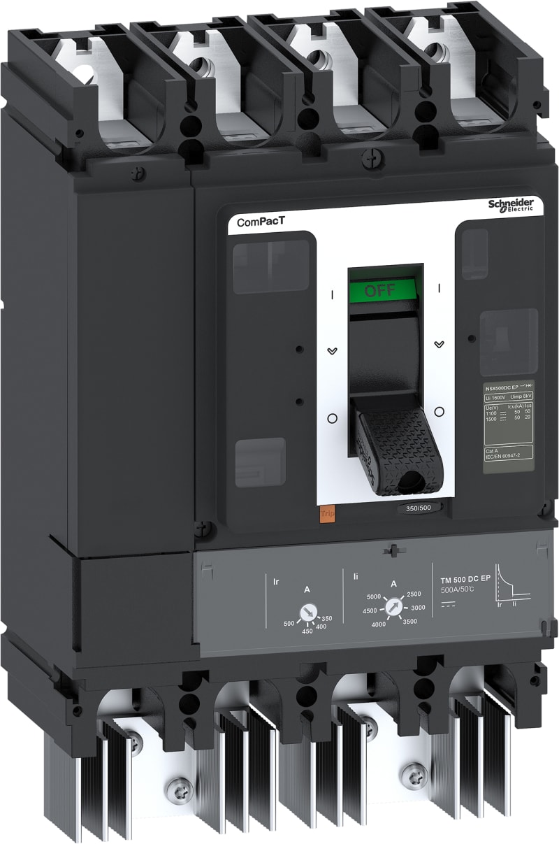 Schneider Electric Circuit breaker, ComPacT NSX500 TM DC EP, 50KA/1500VDC, 4 poles, TM-DC trip unit 320A C50F4TM320D3