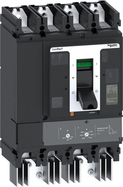 Schneider Electric Circuit breaker, ComPacT NSX500 TM DC EP, 50KA/1500VDC, 4 poles, TM-DC trip unit 500A C50F4TM500D3