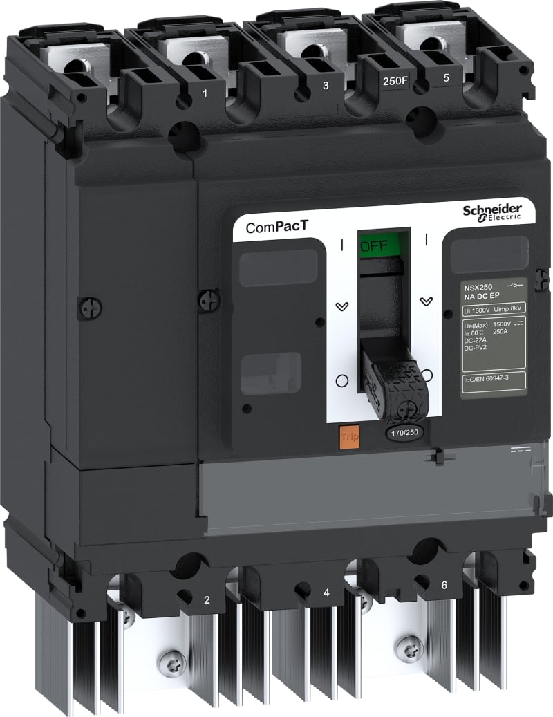 Schneider Electric Switch disconnector ComPacT NSX250NA DC EP, 4 poles, fixed, 250A rating, 1500V C254250D3S