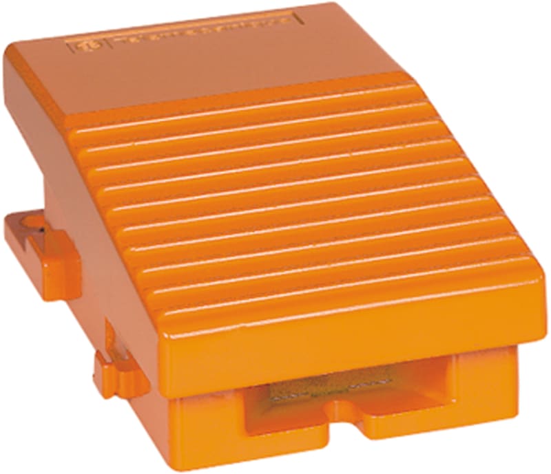 Schneider Electric single foot switch - IP66 - without cover - metallic - orange - 1 NC + 1 NO XPER110