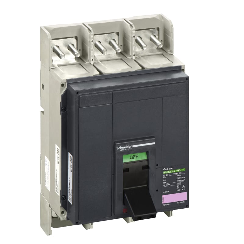 Schneider Electric circuit breaker basic frame, ComPact NS 800N, 50 kA at 415 VAC, 800 A, fixed, electrically operated, without trip unit, 3 P 33280