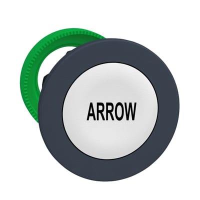 Schneider Electric Flush mounted projecting push button head, Harmony XB5, plastic, white, 30mm, spring return, marked UP ARROW ZB5FA334