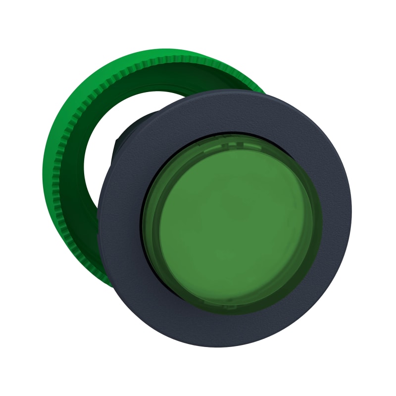 Push-button, flush, for LED, green, raised (ZB5FH33)