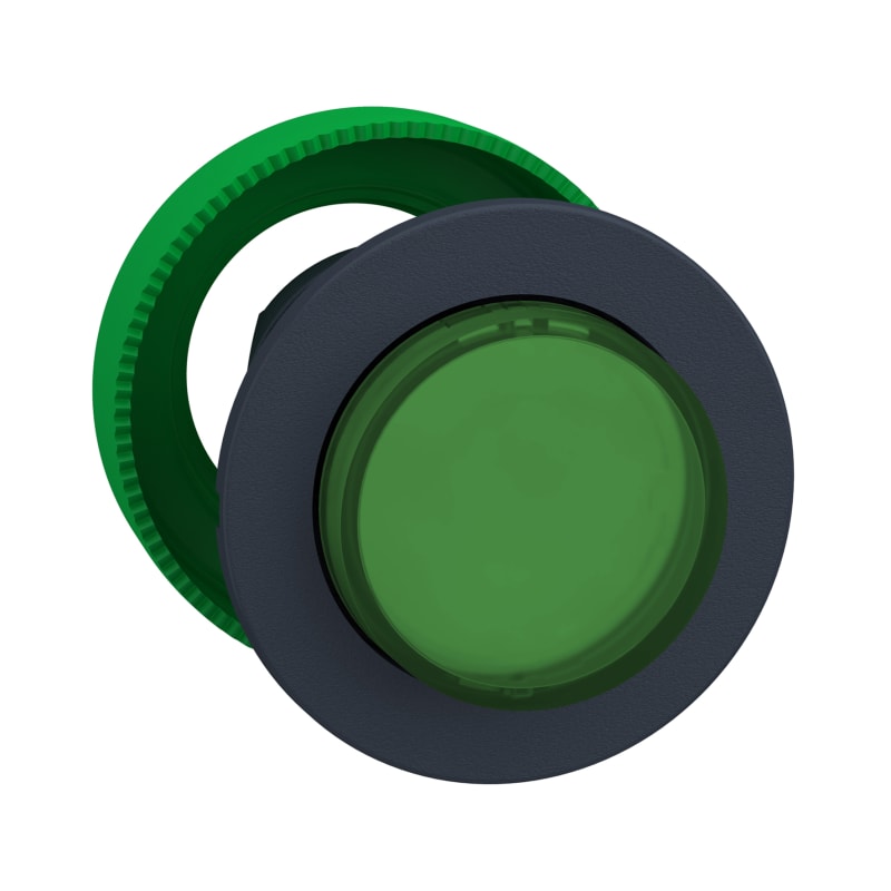 Illuminated push-button, flush, green, raised (ZB5FW133)