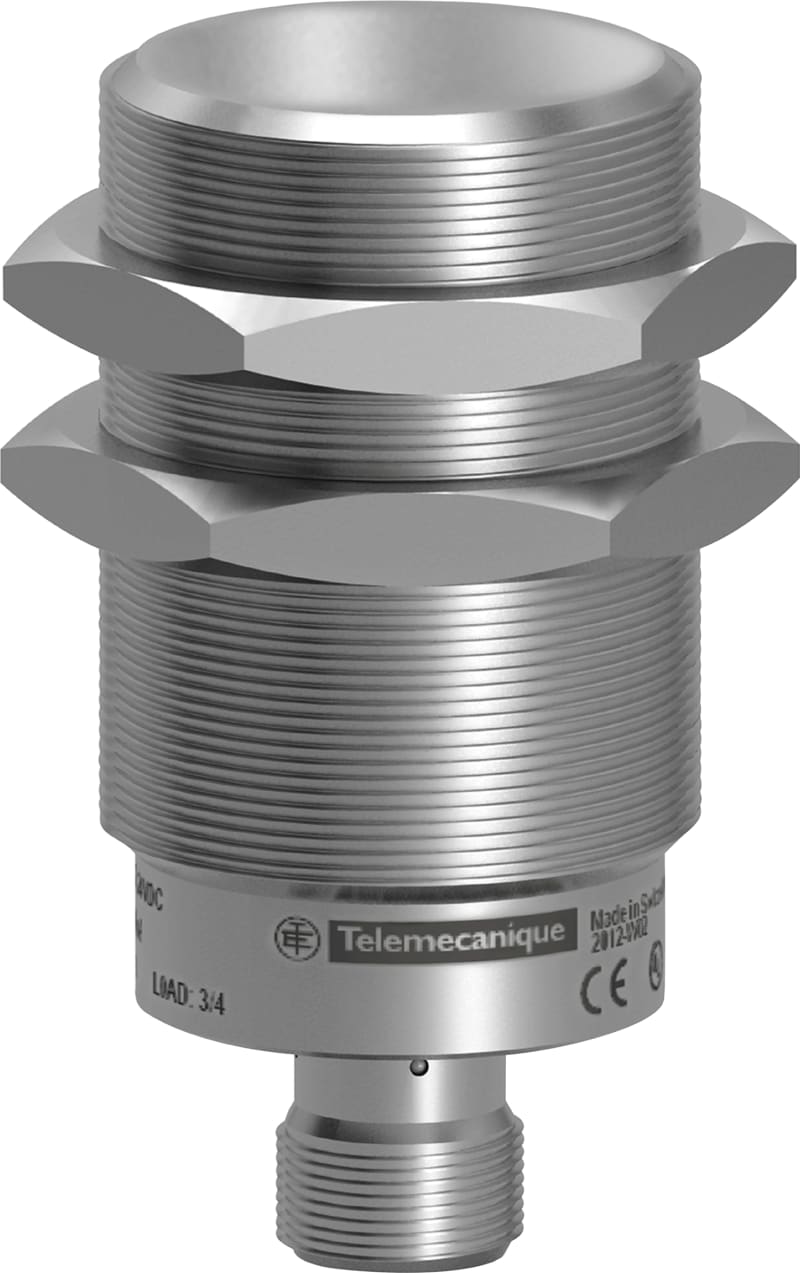 Telemecanique OsiSense XS930S1PAM12 Inductive Proximity Sensor — M30 stainless barrel, Sn 20 mm, PNP, NO, M12 connector (4-Pin)