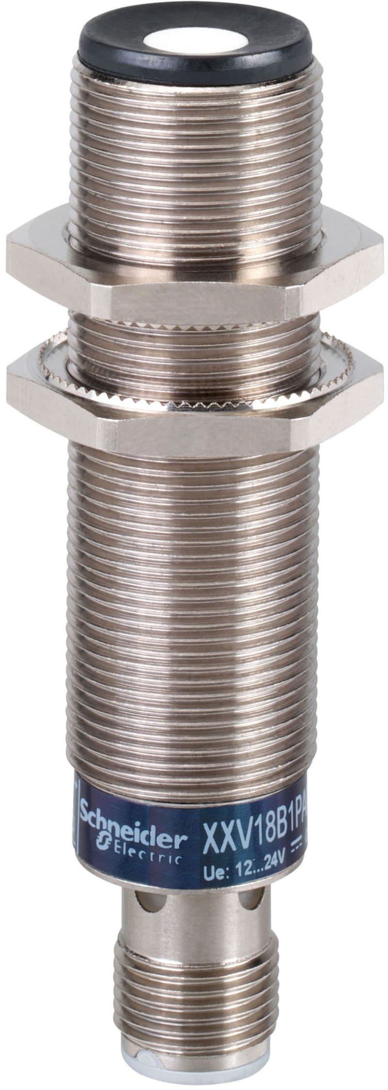 Telemecanique XXV18B1NAM12 Ultrasonic Sensor M18, Metal, NPN, NO, M12 connector
