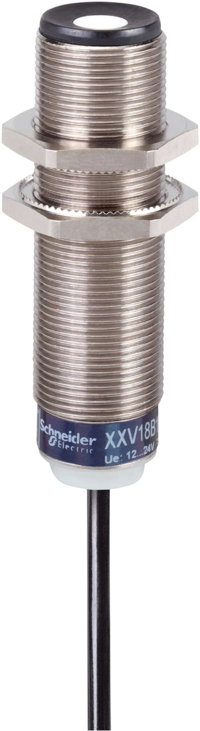 Telemecanique XXV18B1PAL2 Ultrasonic Sensor M18, Metal, PNP, NO, Range 2 m, 2 m cable
