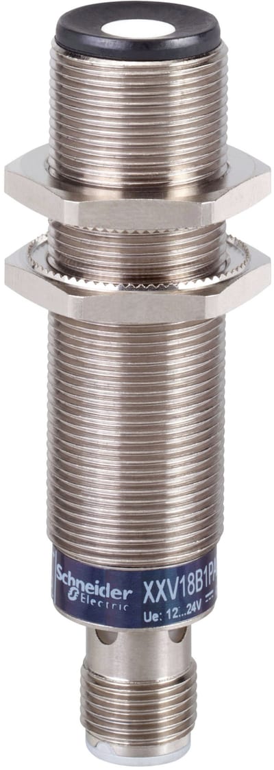 Telemecanique XXV18B1PAM12 Ultrasonic Sensor M18, Metal, PNP, NO, M12 connector