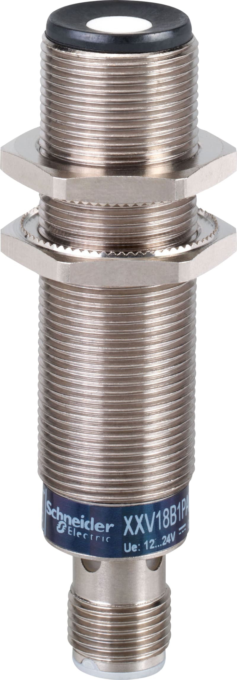 Telemecanique XXV18B1PBM12 Ultrasonic Sensor M18, Metal, PNP, NC, M12 connector