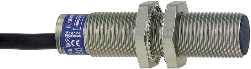 Telemecanique OsiSense XS1M12KP340 Inductive Proximity Sensor — M12 barrel, Sn 2 mm, PNP or NPN, programmable, NO or NC, pre-wired cable (2 m)