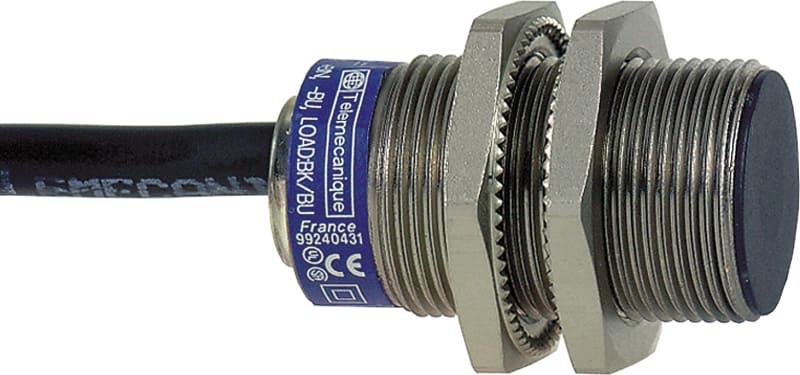 Telemecanique OsiSense XS1N18PC410 Inductive Proximity Sensor — M18 barrel, Sn 5 mm, PNP, NO or NC, pre-wired cable (2 m)