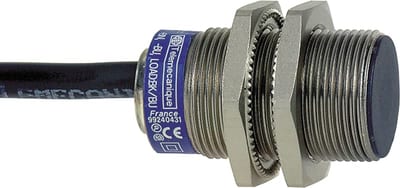Telemecanique OsiSense XS1N18PC410 Inductive Proximity Sensor — M18 barrel, Sn 5 mm, PNP, NO or NC, pre-wired cable (2 m)
