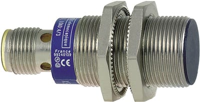Telemecanique OsiSense XS1N18PC410D Inductive Proximity Sensor — M18 barrel, Sn 5 mm, PNP, NO or NC, M12 connector (4-Pin)
