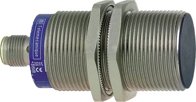 Telemecanique OsiSense XS1M30KP340D Inductive Proximity Sensor — M30 barrel, Sn 10 mm, PNP or NPN, programmable, NO or NC, M12 connector (4-Pin)